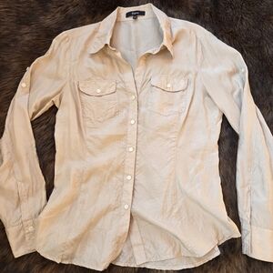 Express Cream Button-Up Blouse